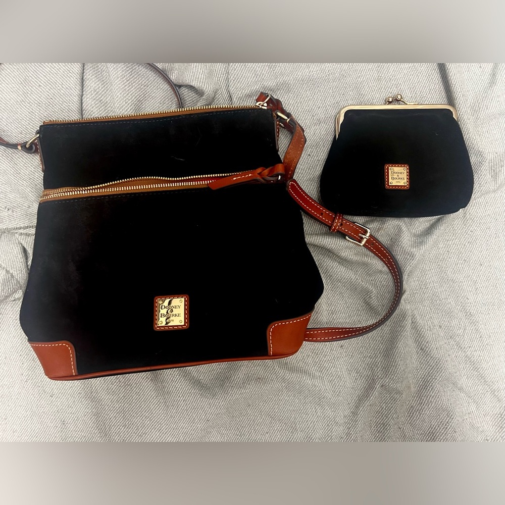 Dooney & Bourke Suede Crossbody with Matching Coin Purse